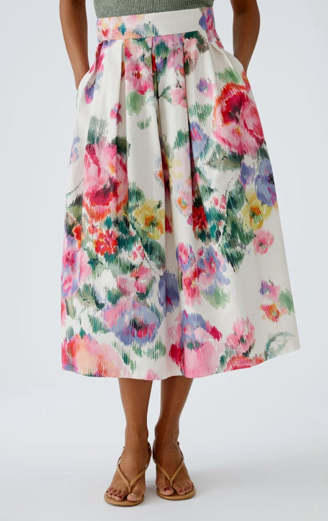 93439 Pink Green Floral Skirt