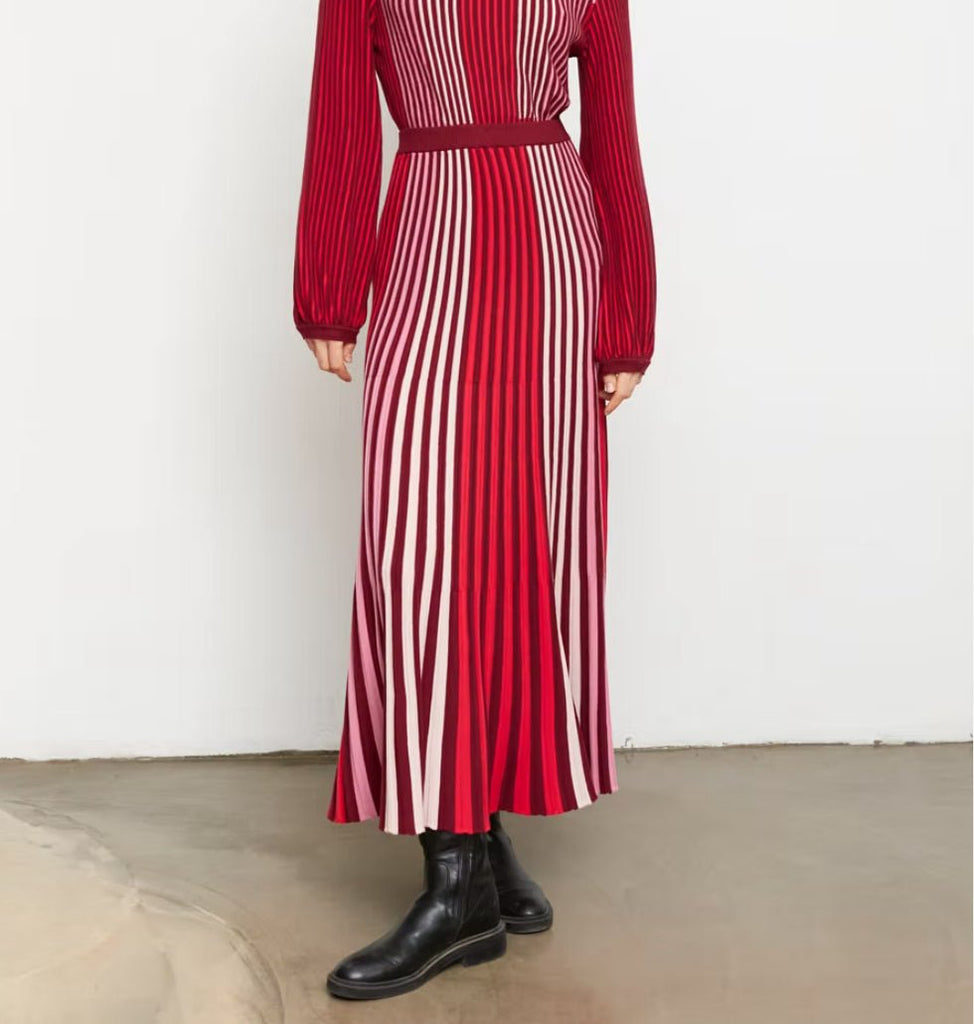 Red and white striped skirt