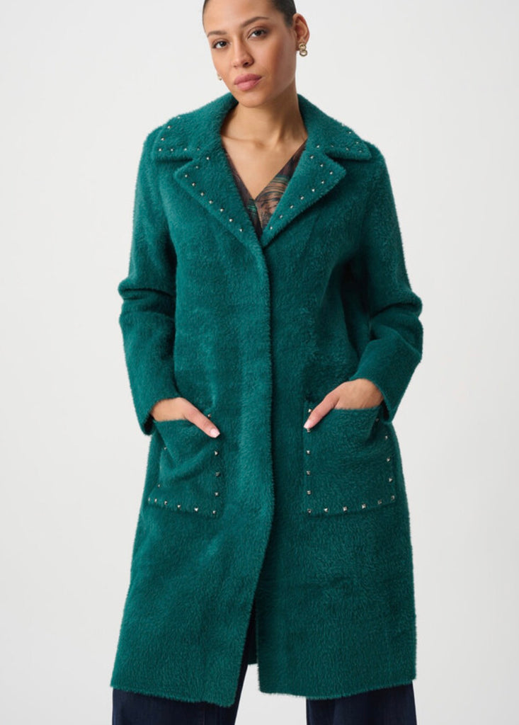 264921 Green Open Front Long Coat