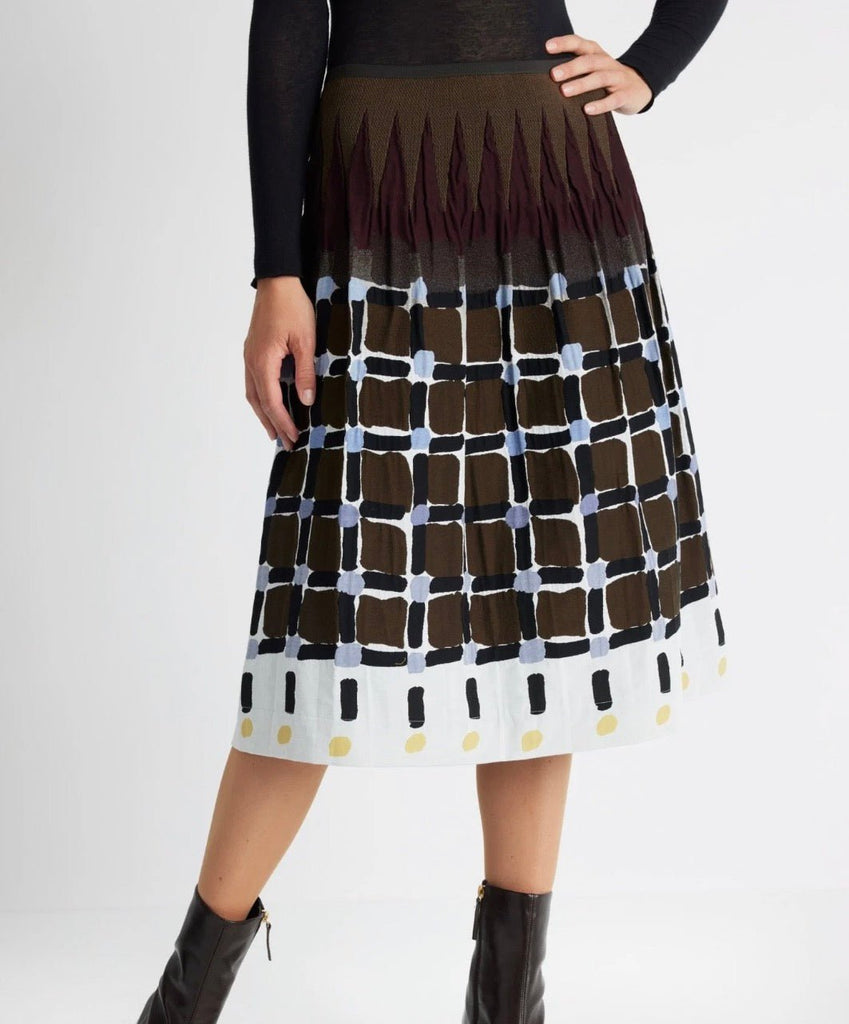 LLW13364 Longero Brown Mix Skirt