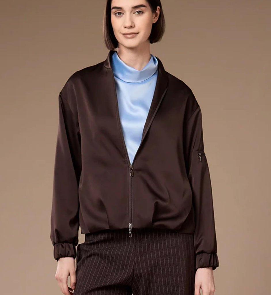 W26104 Brown Satin Blouson Jacket
