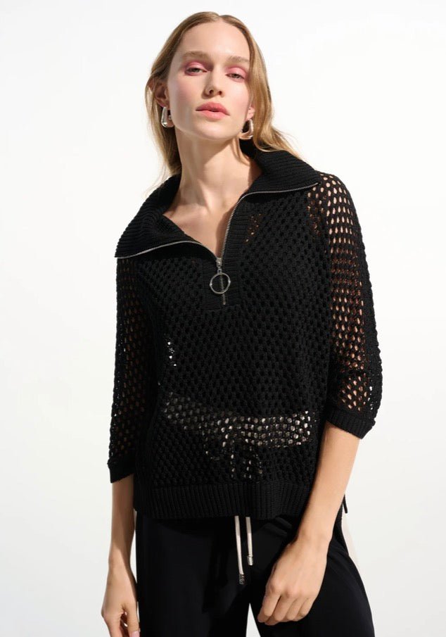 261634 Black Zipped Knit Sweater