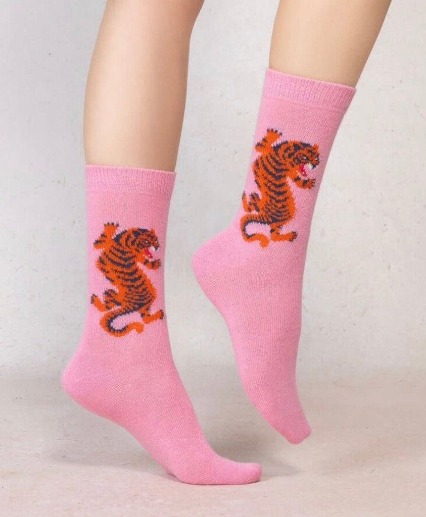 6625 Pink Cashmere Tiger Socks