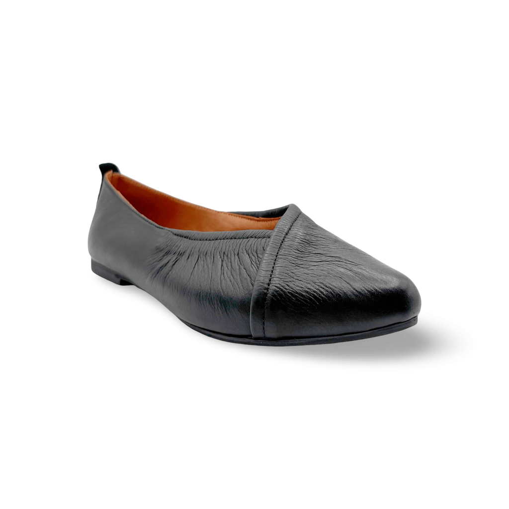 Malia Black Leather Flat