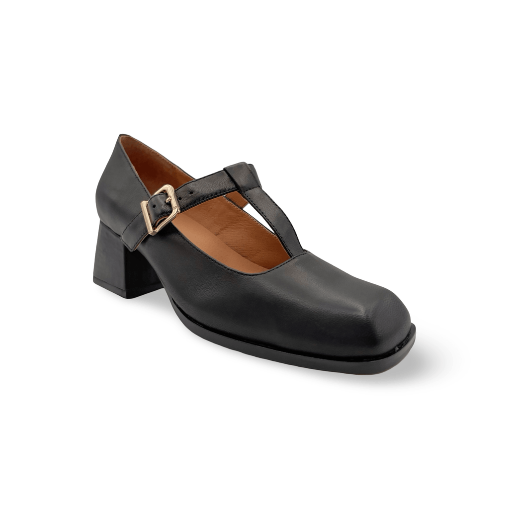 Rheba Black T-Strap Heel