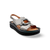 Pewter sandal with a black sole and buckle detail 