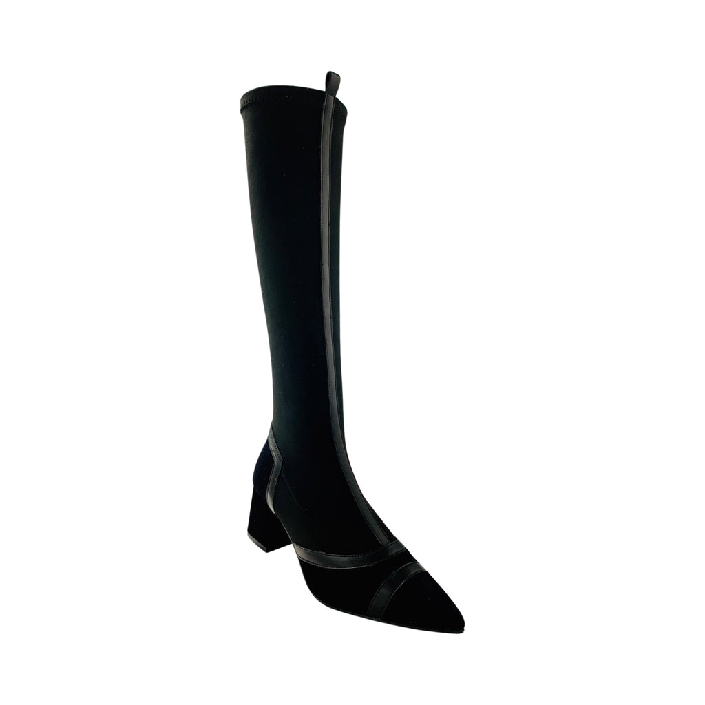 9263 Black Suede/Stretch Tall Boot