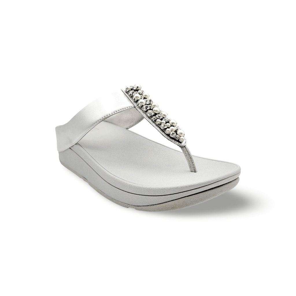 Fino Silver Pearls Crystal Sandal