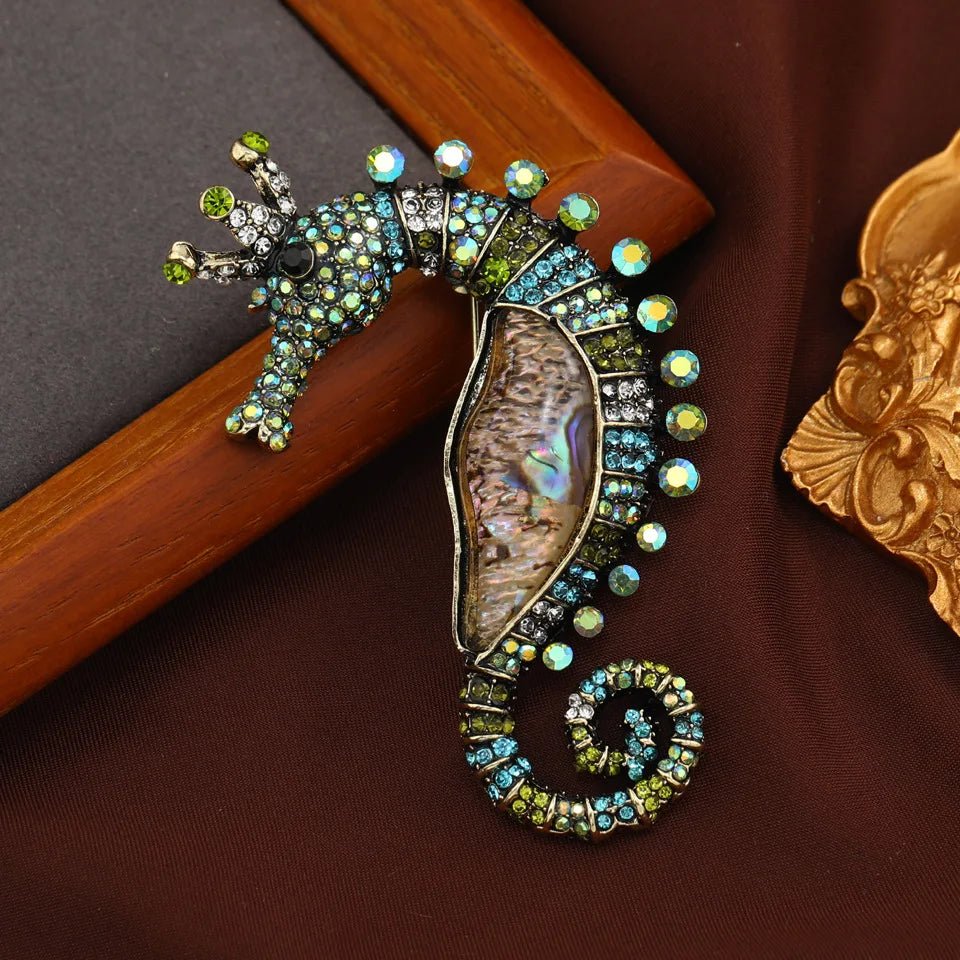 Seahorse Turquoise Brooch