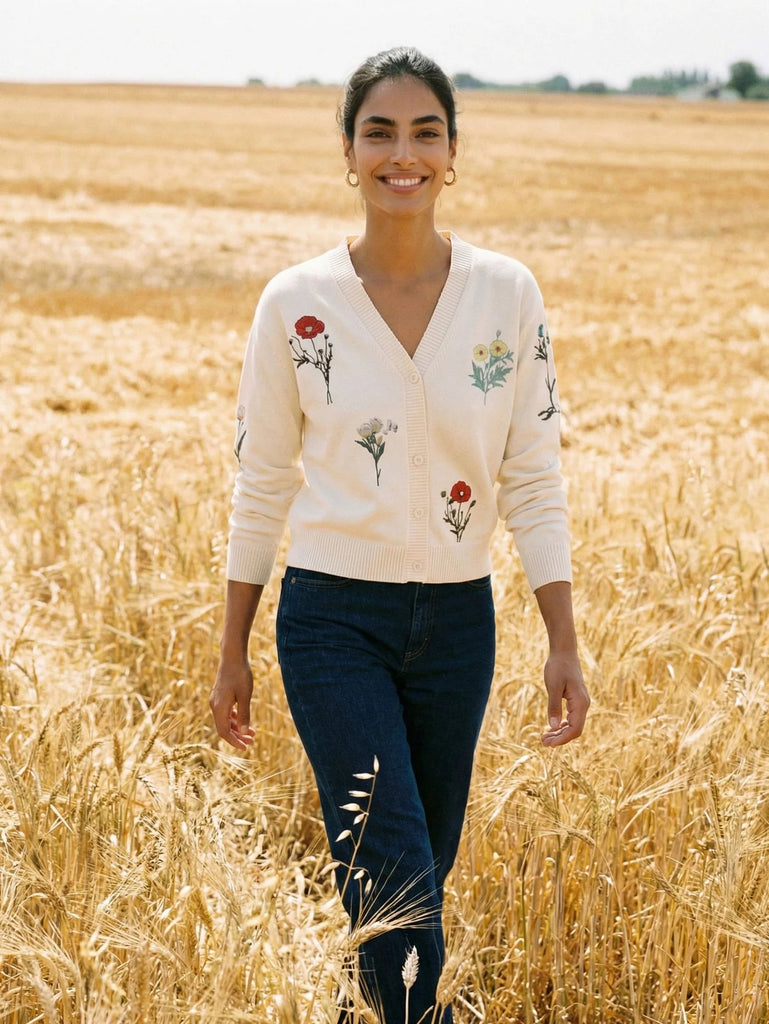 33500 Alina White Embroidered Cardigan