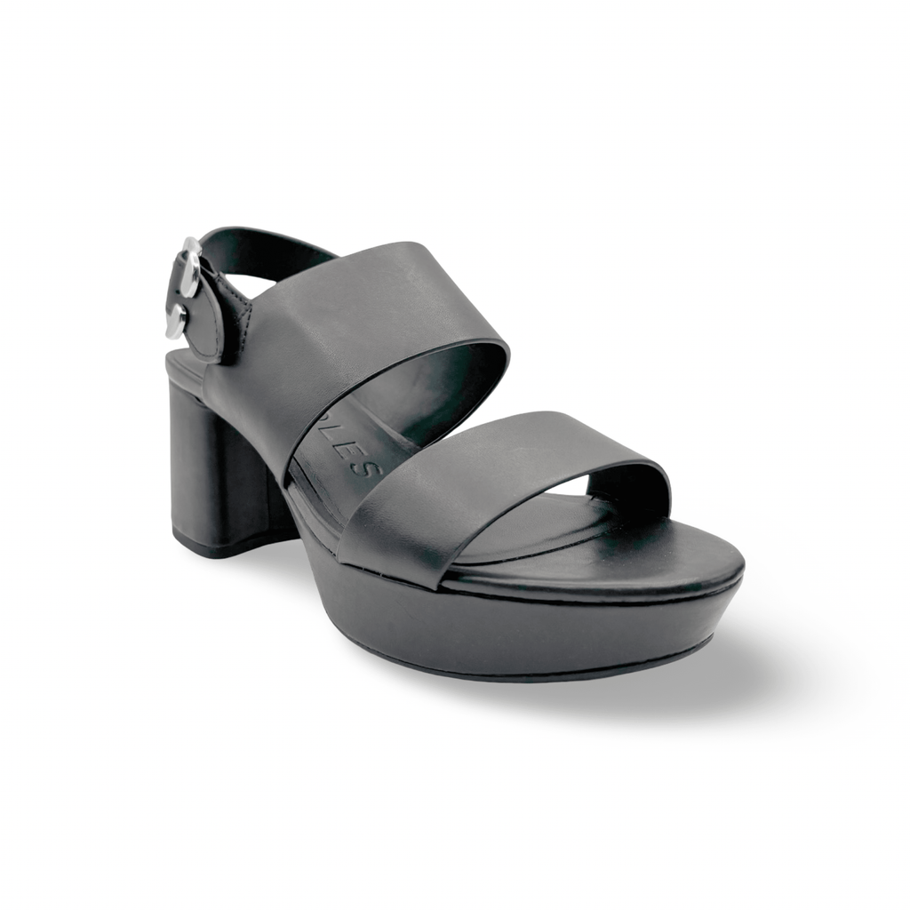 Camera Black Leather Sandal