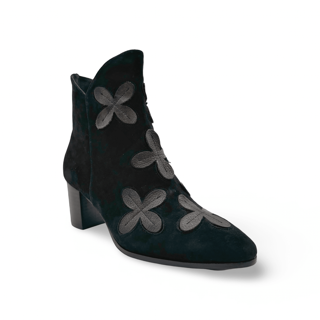 Balderte Black Floral Ankle Boot