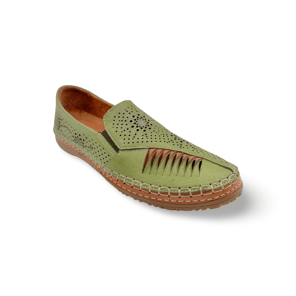 Atzi Green Leather Flat