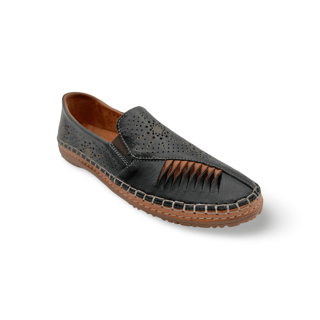 Atzi Black Leather Flat