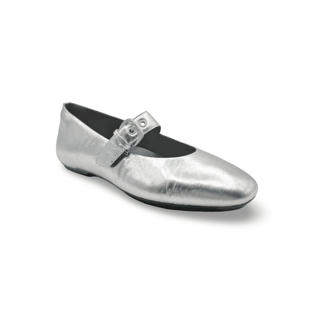 Delicato Silver Mary-Jane Flat