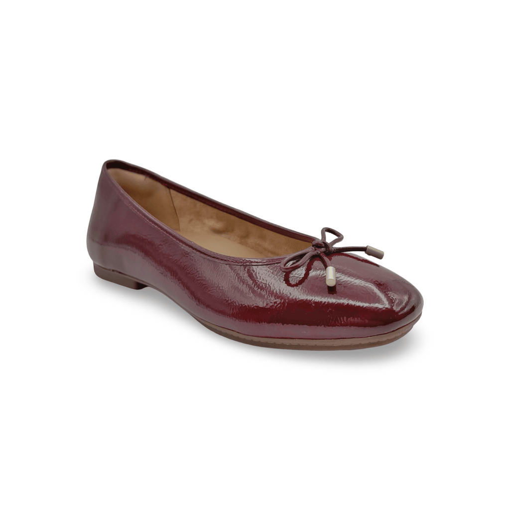 Delicato Merlot Bow Patent Ballet Flat