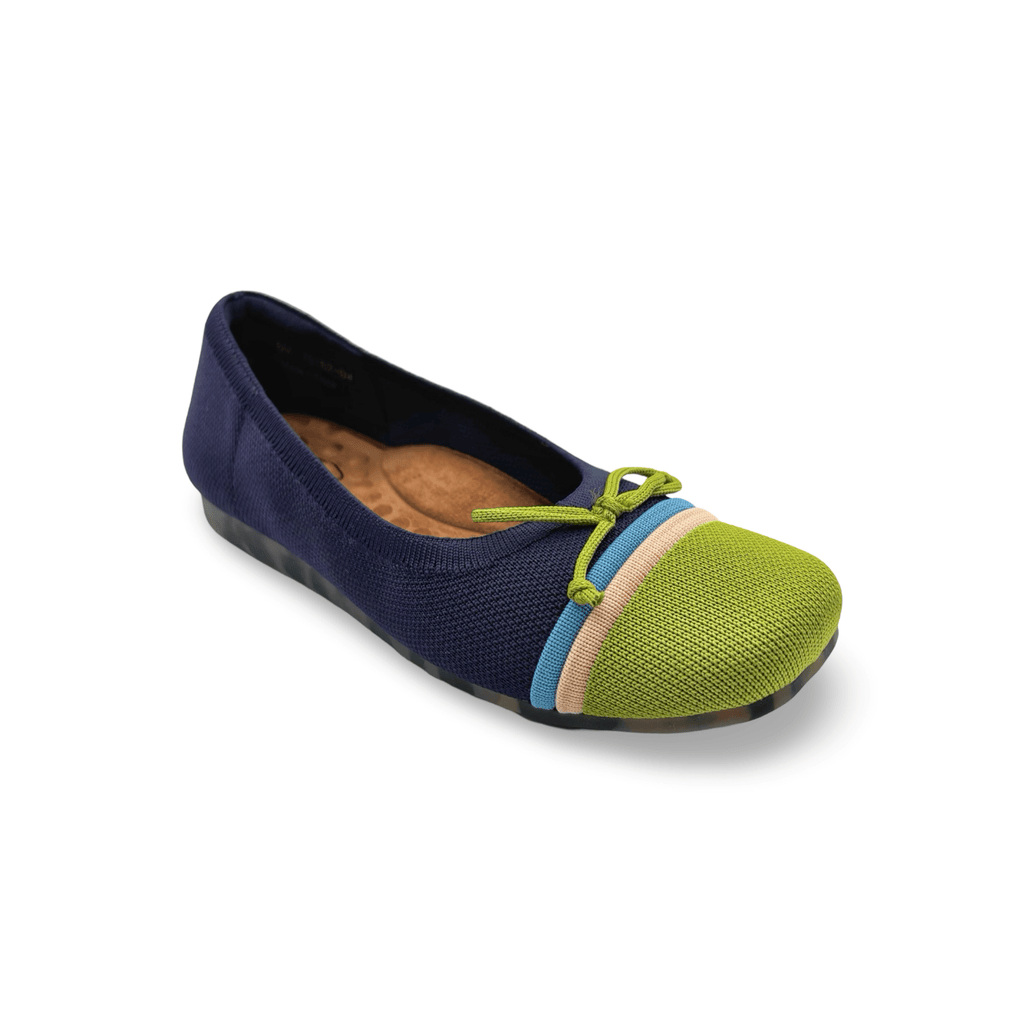 Noelle Navy/Green Knit Fabric Flat