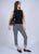 Black White Squares Cuff Ankle Trouser