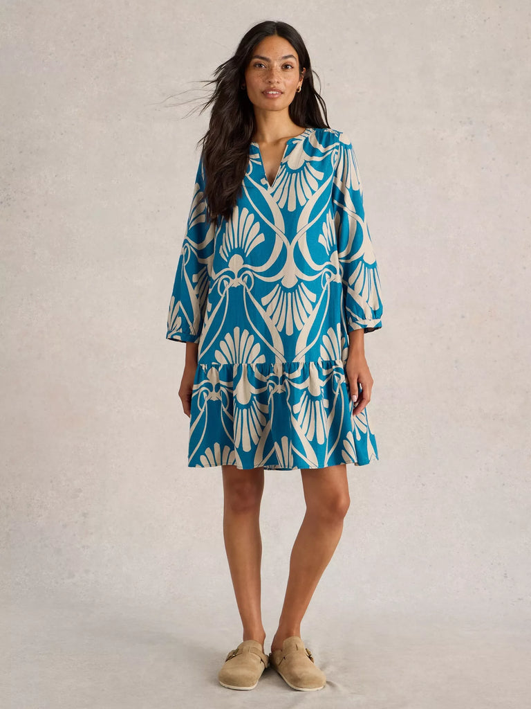 442725 Otto Blue Linen Blend Dress