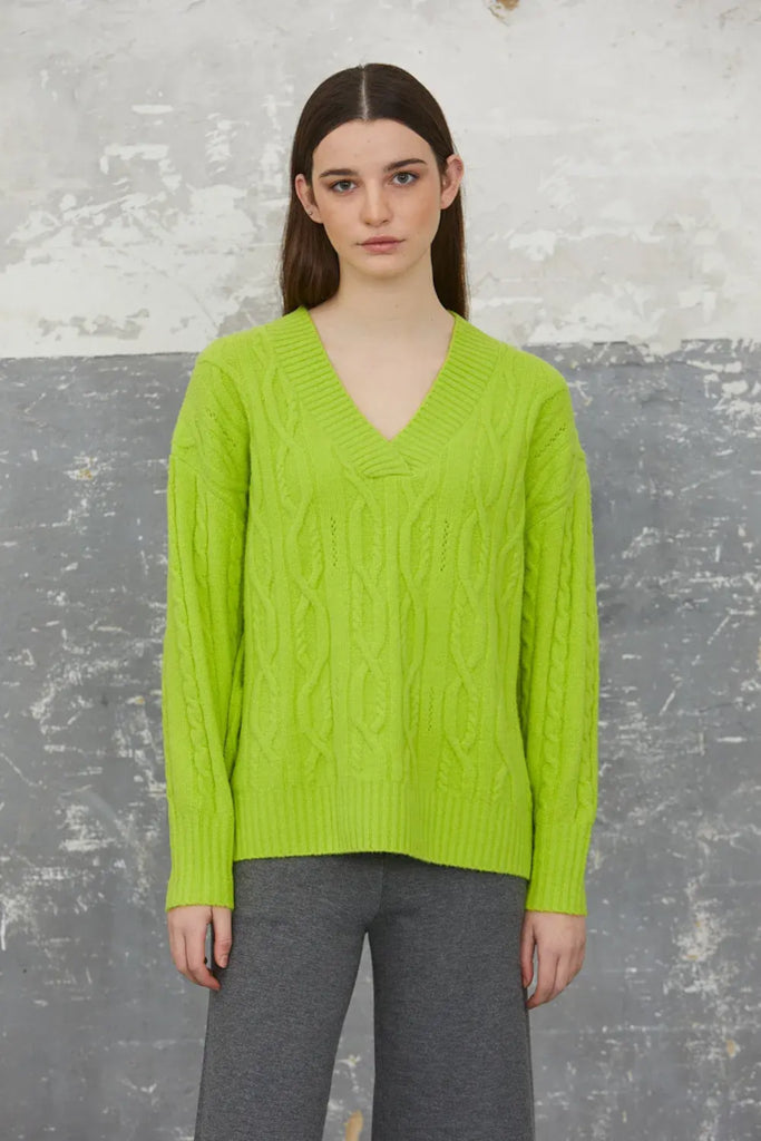 Lime green 2025 v neck sweater