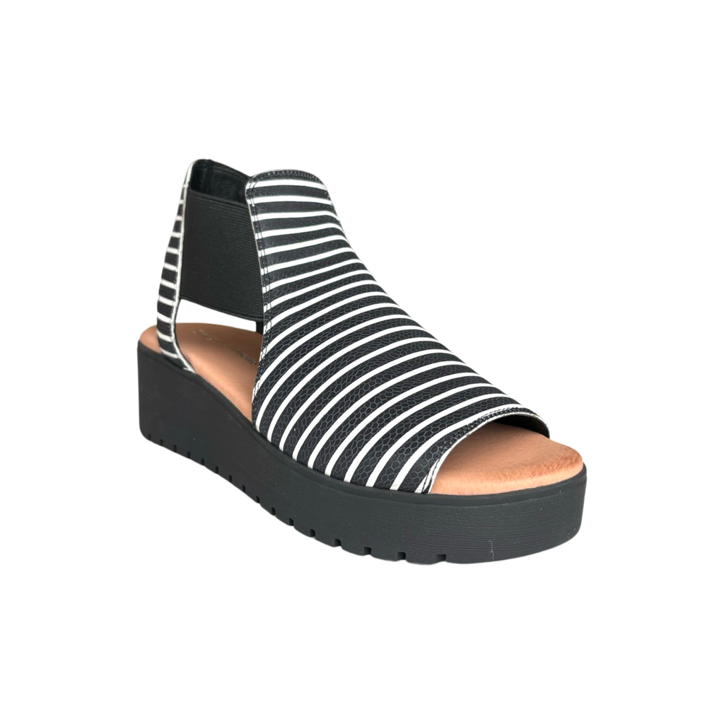 Ozie Black/White Stripe Platform Sandal