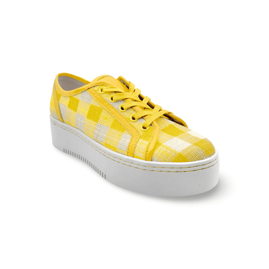 Lizzie Yellow Tartan Platform Sneaker