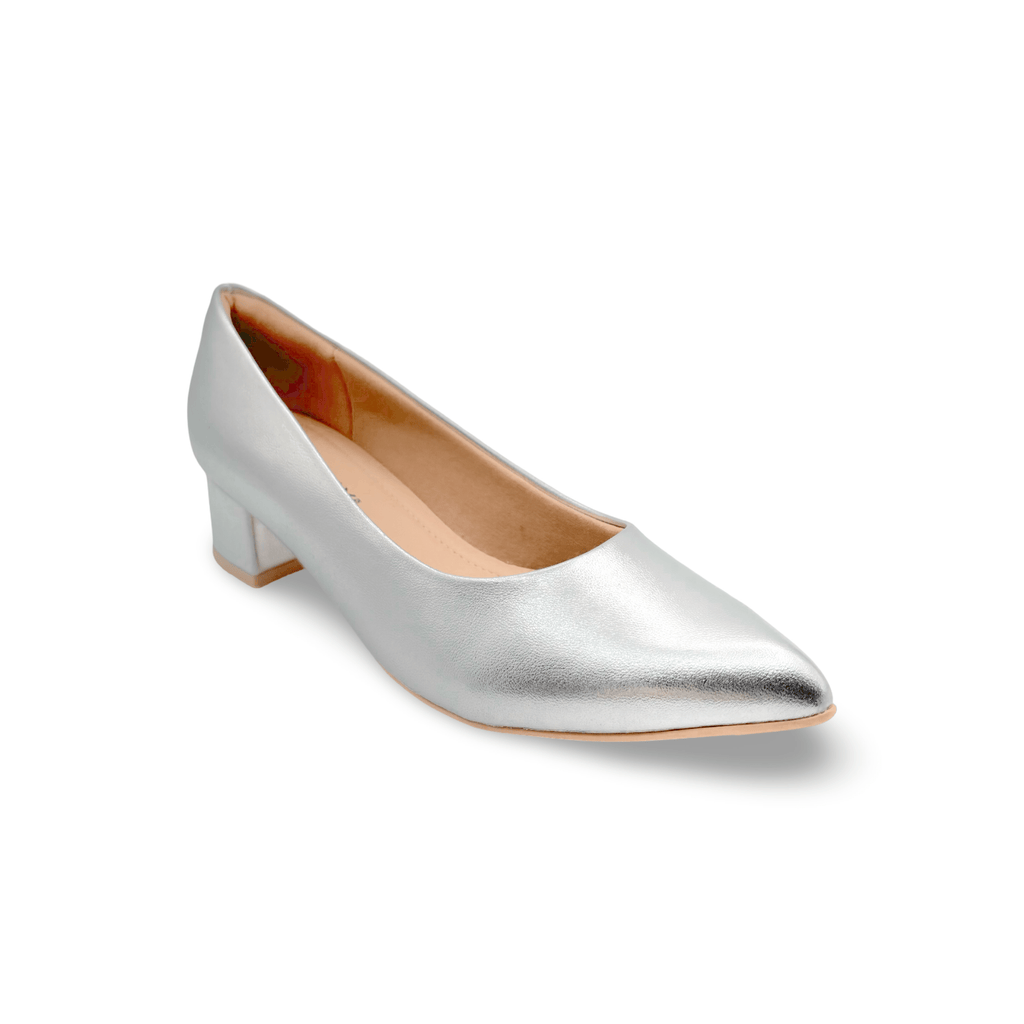 739015 Silver Block Heel Pump