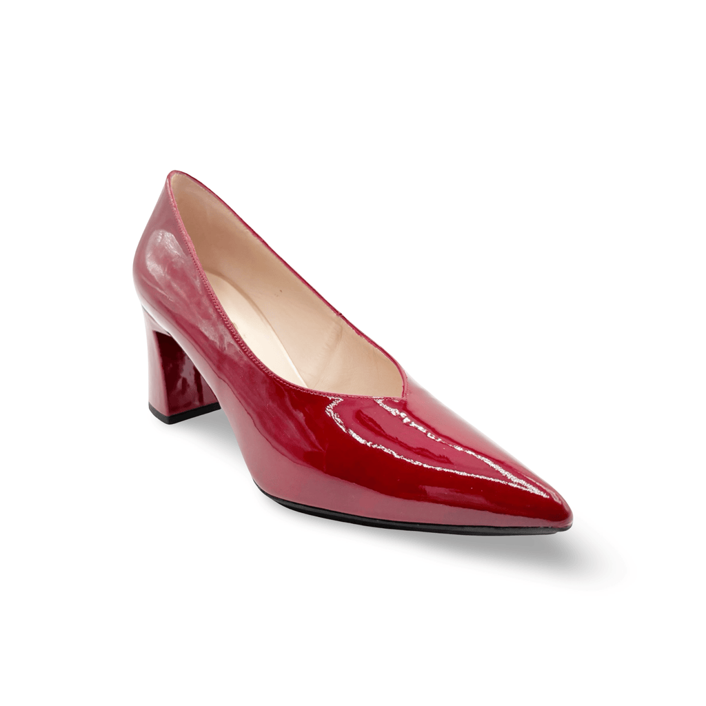 Masana Red Patent Block Heel Pump