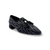 Black patterned shoe with tassels