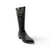 Black leather boot with decorative stitches