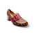 Brown shoe with leopard print and red buckle 