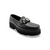 Black loafer shoe with decorative element 