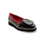 Black loafer with leopard print and red interior 