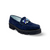 Navy blue suede loafer with embellishments 