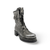 Metallic pewter leather boot with buckle and zipper 
