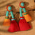 Red and Turquoise Tassel Earring