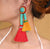Red and Turquoise Tassel Earring