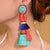 Turquoise and Orange Tassel Earring