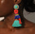Turquoise and Orange Tassel Earring