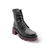 Black lace up leather boot with burgundy 