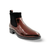 Burgundy Chelsea boot with black elastic 