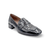 Navy and black crocodile-patterned loafer shoe 