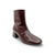 Brown polished leather ankle boot with low block heel
