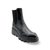 Black leather boot with platform wedge
