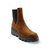 Brown suede boot with platform wedge