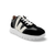 Black/White leather and suede sneaker with stretch lace 