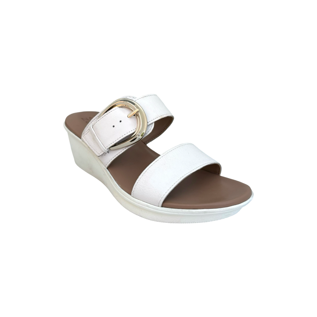 Rabia White Wedge Slide