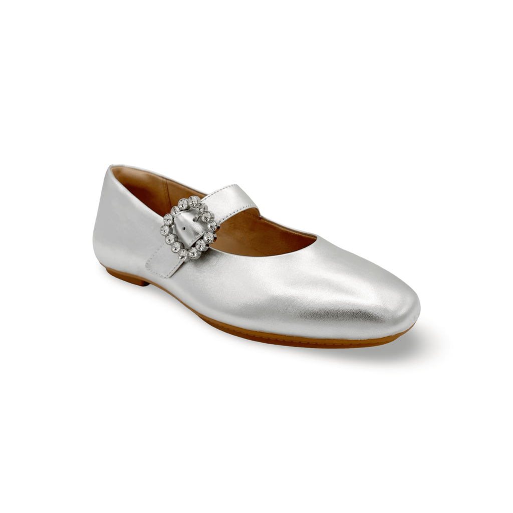 Delicato Silver Crystal Buckle Mary-Jane