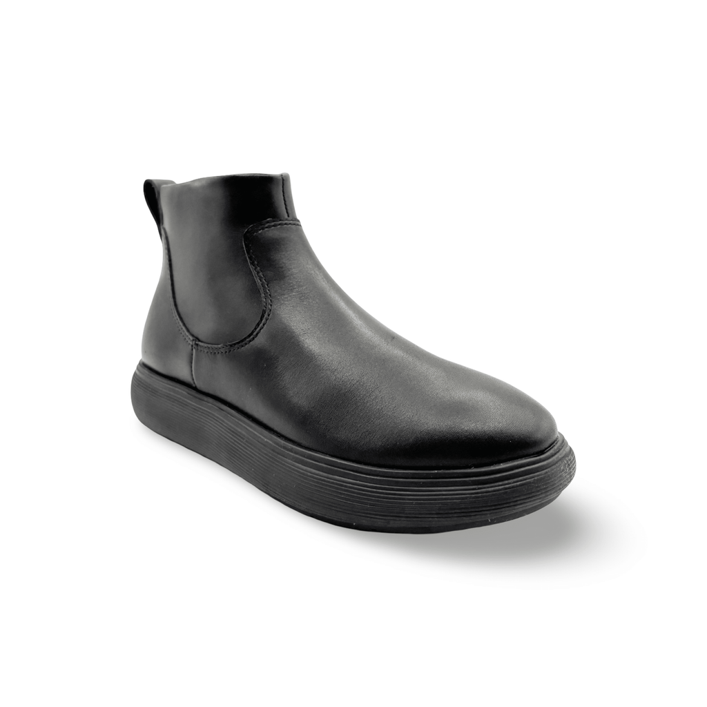 IQ- Comf Black Leather Ankle Boot
