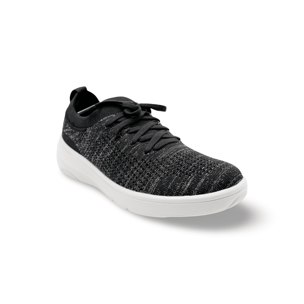 Super-Q Black/Silver Knit Laced Sneaker
